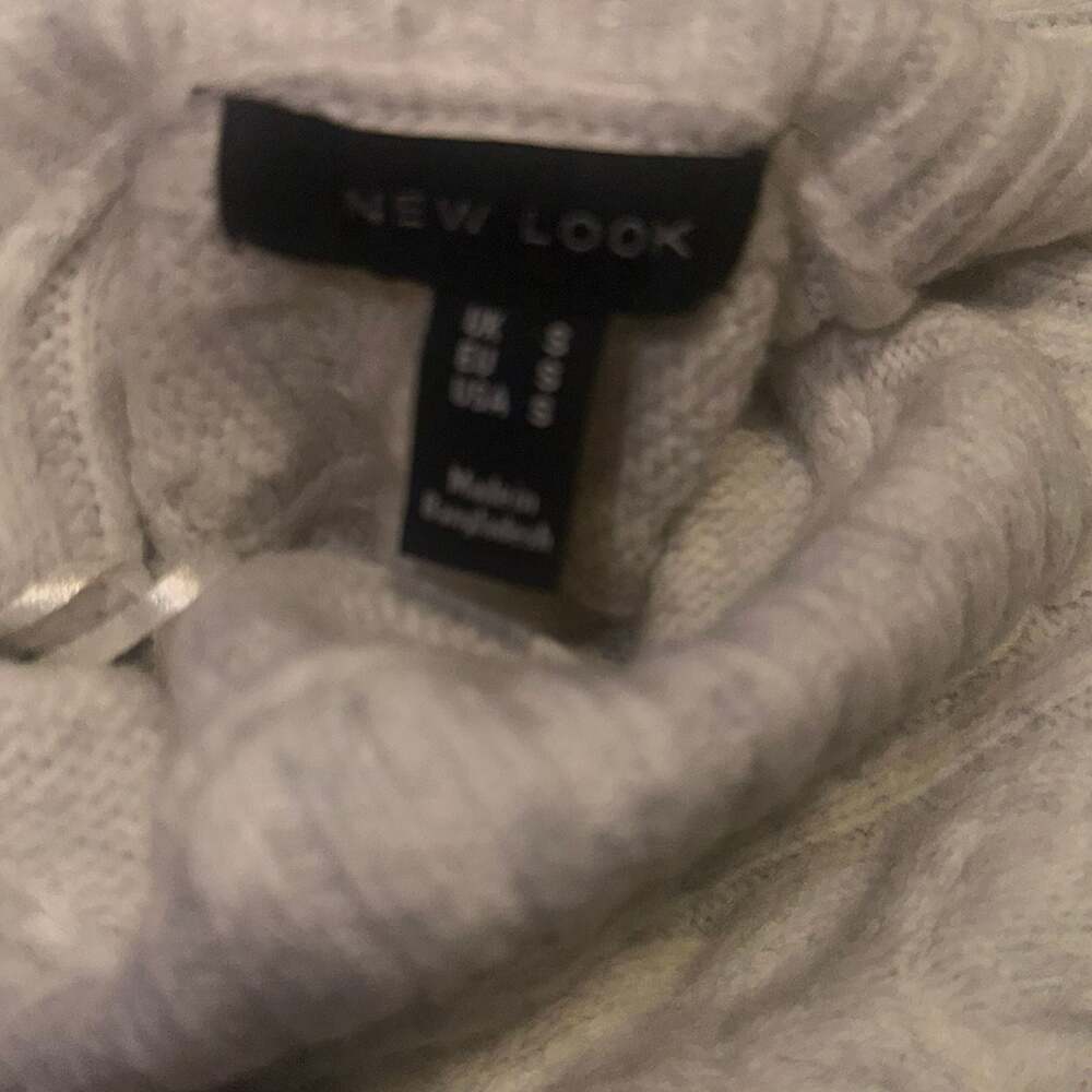 New Look Cream Cable Knit Y2k Grunge Mock Neck Cropped Goth Cottagecore Sweater - Picture 4 of 6
